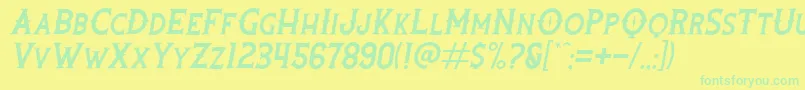 RootersItalic Font – Green Fonts on Yellow Background