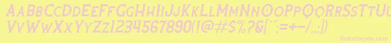 RootersItalic-fontti – vaaleanpunaiset fontit keltaisella taustalla