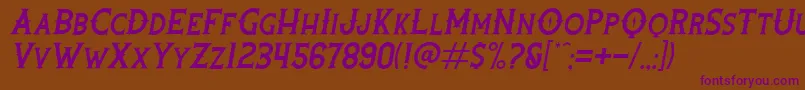 RootersItalic Font – Purple Fonts on Brown Background