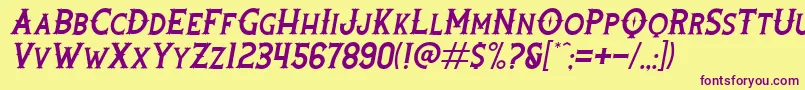 RootersItalic Font – Purple Fonts on Yellow Background