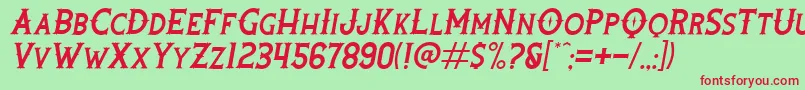 RootersItalic Font – Red Fonts on Green Background