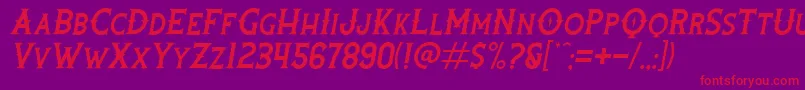 RootersItalic-Schriftart – Rote Schriften auf violettem Hintergrund