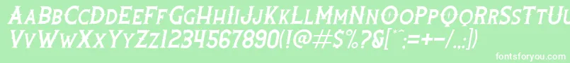 フォントRootersItalic – 緑の背景に白い文字