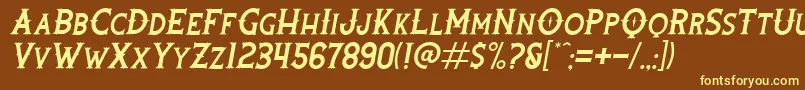 RootersItalic-fontti – keltaiset fontit ruskealla taustalla