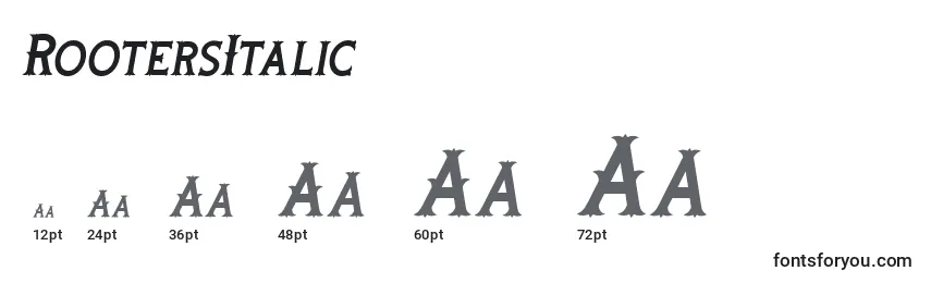 Größen der Schriftart RootersItalic
