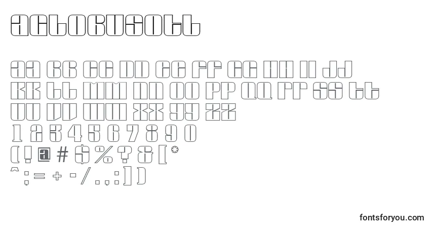 A fonte AGlobusotl – alfabeto, números, caracteres especiais