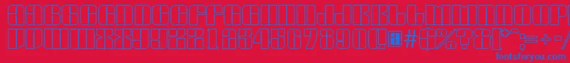 AGlobusotl-Schriftart – Blaue Schriften auf rotem Hintergrund