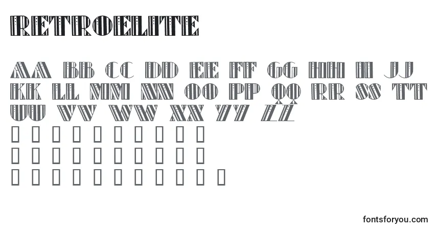 Czcionka RetroElite – alfabet, cyfry, specjalne znaki