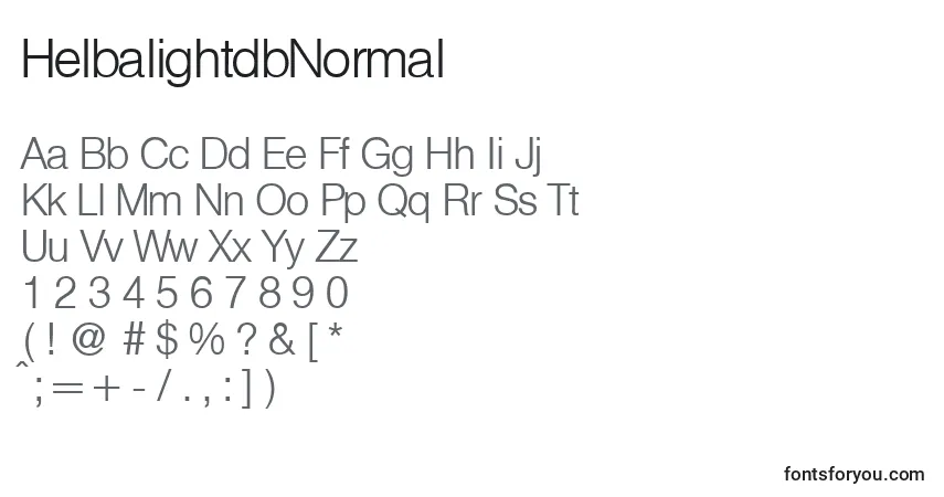 A fonte HelbalightdbNormal – alfabeto, números, caracteres especiais
