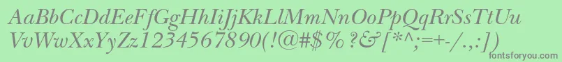 フォントNewbaskervillecItalic – 緑の背景に灰色の文字