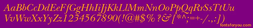 NewbaskervillecItalic Font – Orange Fonts on Purple Background