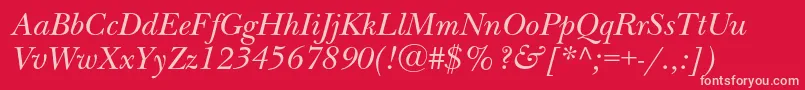 NewbaskervillecItalic Font – Pink Fonts on Red Background