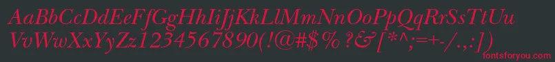 NewbaskervillecItalic Font – Red Fonts on Black Background