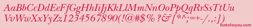 NewbaskervillecItalic-Schriftart – Rote Schriften auf rosa Hintergrund