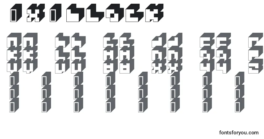 Schriftart 3x3Block – Alphabet, Zahlen, spezielle Symbole