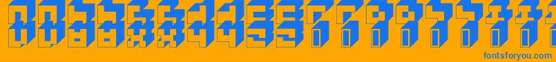 3x3Block Font – Blue Fonts on Orange Background