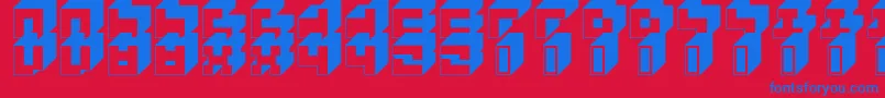 Fonte 3x3Block – fontes azuis em um fundo vermelho