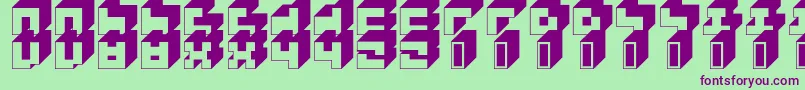 フォント3x3Block – 緑の背景に紫のフォント