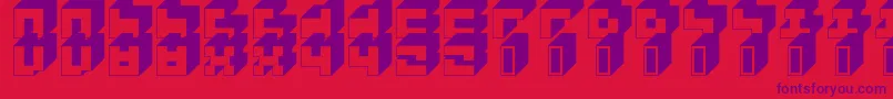 3x3Block-Schriftart – Violette Schriften auf rotem Hintergrund