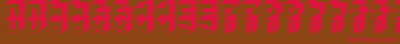 フォント3x3Block – 赤い文字が茶色の背景にあります。