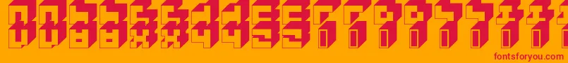 Шрифт 3x3Block – красные шрифты на оранжевом фоне