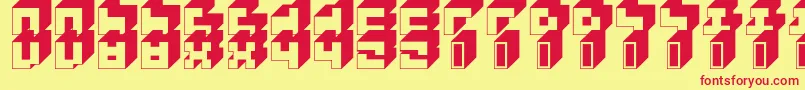 Шрифт 3x3Block – красные шрифты на жёлтом фоне