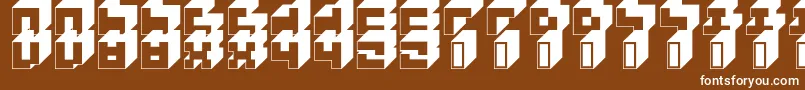 3x3Block-fontti – valkoiset fontit ruskealla taustalla