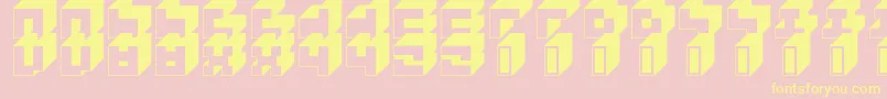 3x3Block-Schriftart – Gelbe Schriften auf rosa Hintergrund