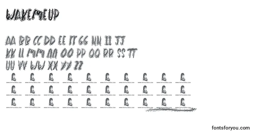 Czcionka WakeMeUp – alfabet, cyfry, specjalne znaki
