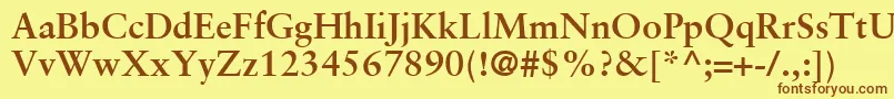 フォントSabonLtBold – 茶色の文字が黄色の背景にあります。