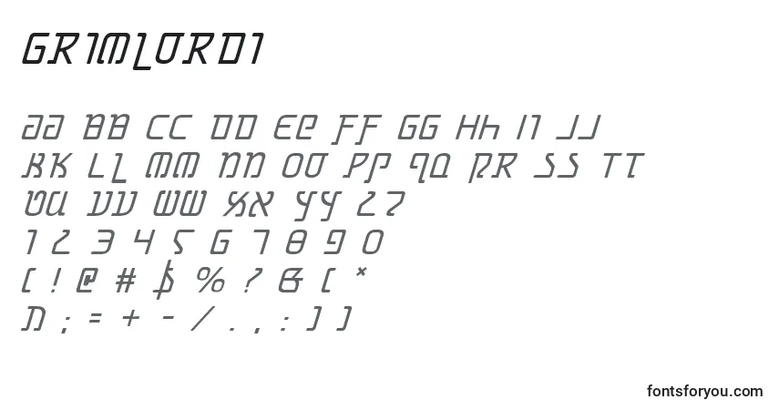 Schriftart Grimlordi – Alphabet, Zahlen, spezielle Symbole