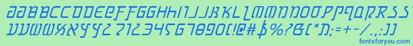 フォントGrimlordi – 青い文字は緑の背景です。