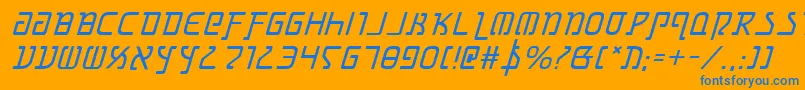 Grimlordi Font – Blue Fonts on Orange Background