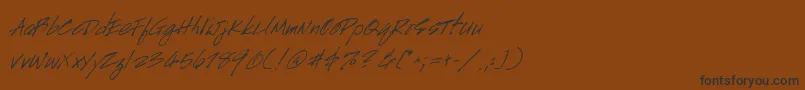 フォントHandscriptItalic – 黒い文字が茶色の背景にあります