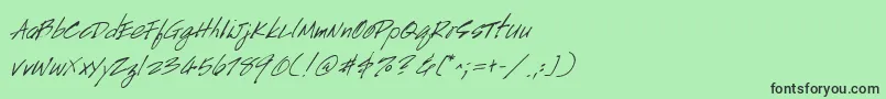 Fonte HandscriptItalic – fontes pretas em um fundo verde