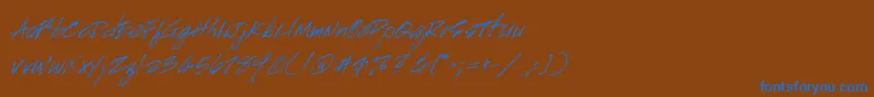 HandscriptItalic Font – Blue Fonts on Brown Background