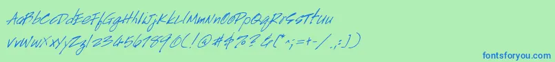 HandscriptItalic Font – Blue Fonts on Green Background