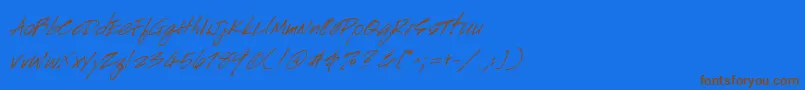 HandscriptItalic Font – Brown Fonts on Blue Background