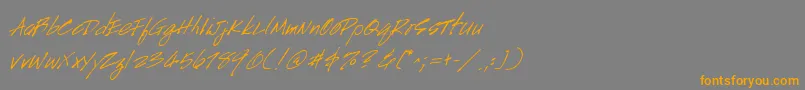 フォントHandscriptItalic – オレンジの文字は灰色の背景にあります。