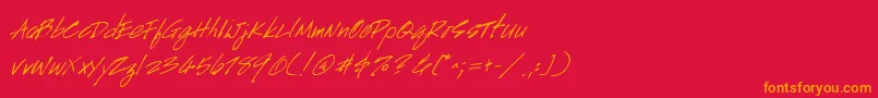 HandscriptItalic Font – Orange Fonts on Red Background