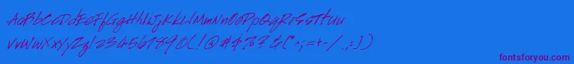 HandscriptItalic Font – Purple Fonts on Blue Background