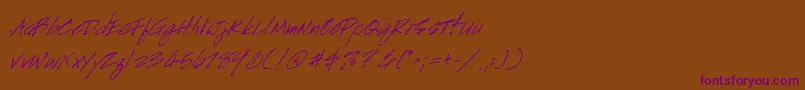 HandscriptItalic-Schriftart – Violette Schriften auf braunem Hintergrund