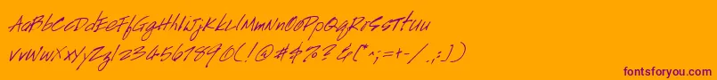 HandscriptItalic Font – Purple Fonts on Orange Background