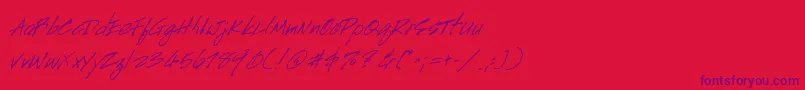 HandscriptItalic Font – Purple Fonts on Red Background
