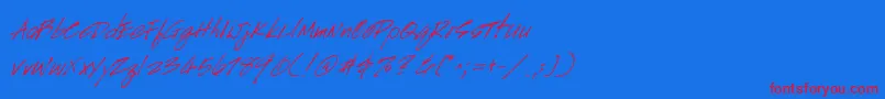 Police HandscriptItalic – polices rouges sur fond bleu