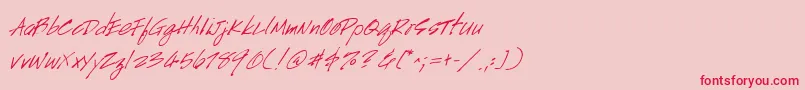 HandscriptItalic-fontti – punaiset fontit vaaleanpunaisella taustalla