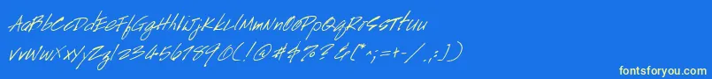 フォントHandscriptItalic – 黄色の文字、青い背景