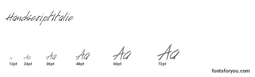 Размеры шрифта HandscriptItalic