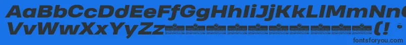 HeadingProWideHeavyItalicTrial Font – Black Fonts on Blue Background