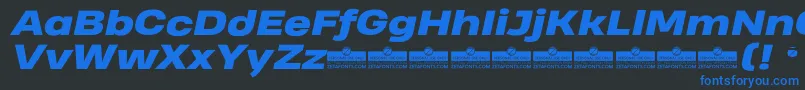 HeadingProWideHeavyItalicTrial Font – Blue Fonts on Black Background